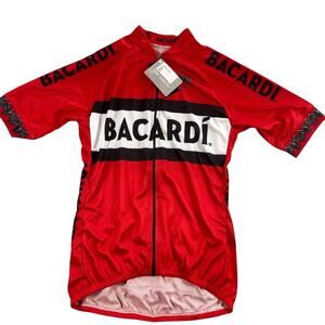 Barbedo Cycling Jersey Womens Large Red Black Bacardi Bat Logo Dry Tec Full Zip
